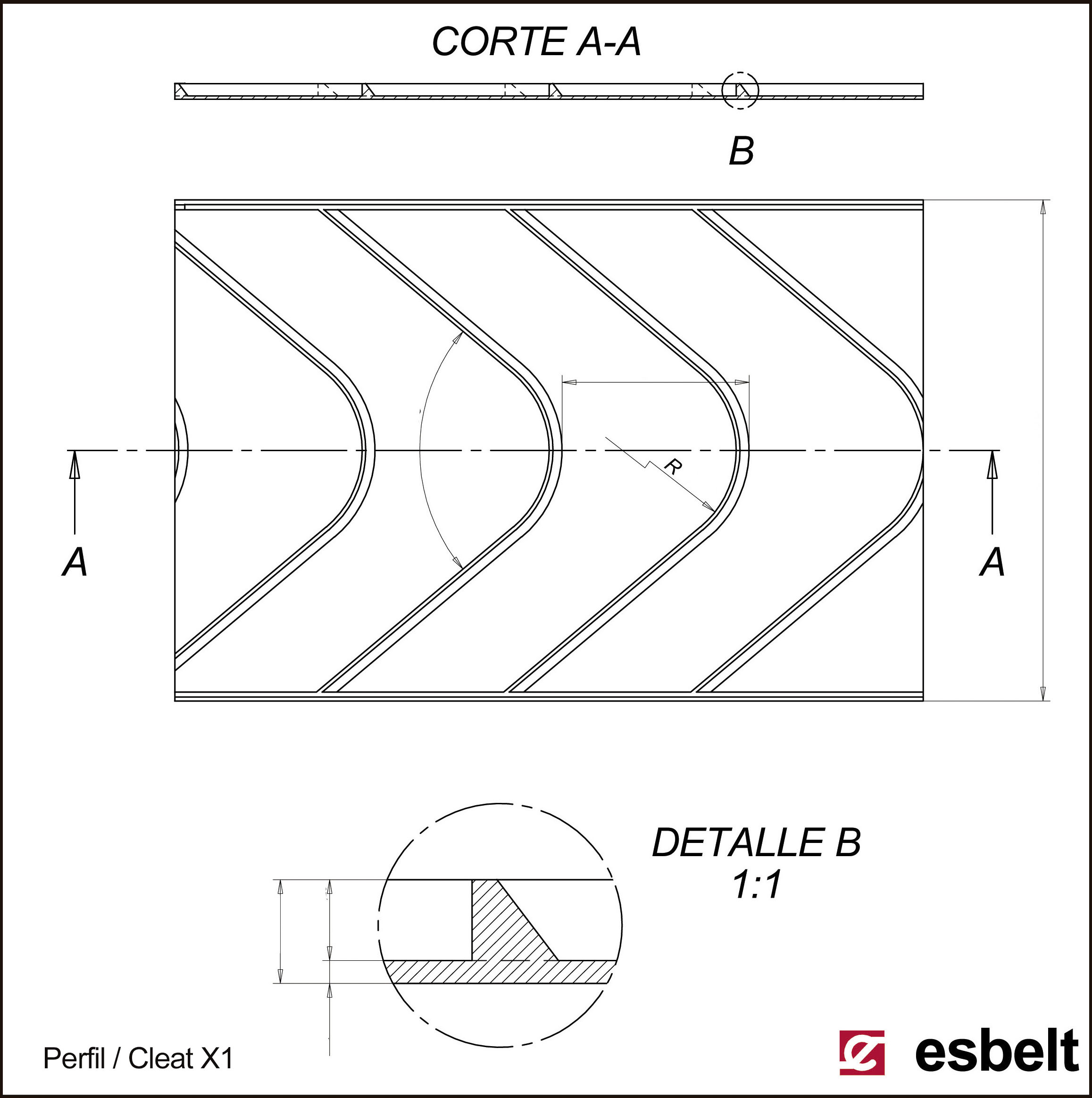 Esbelt Conveyor Belt - Chevron Pattern X1
