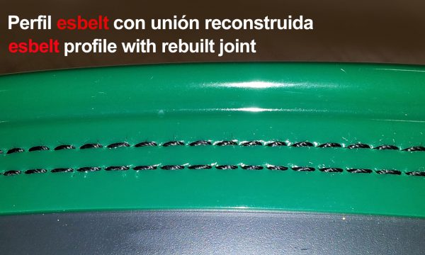 Esbelt profile with rebuilt joint for curved belts